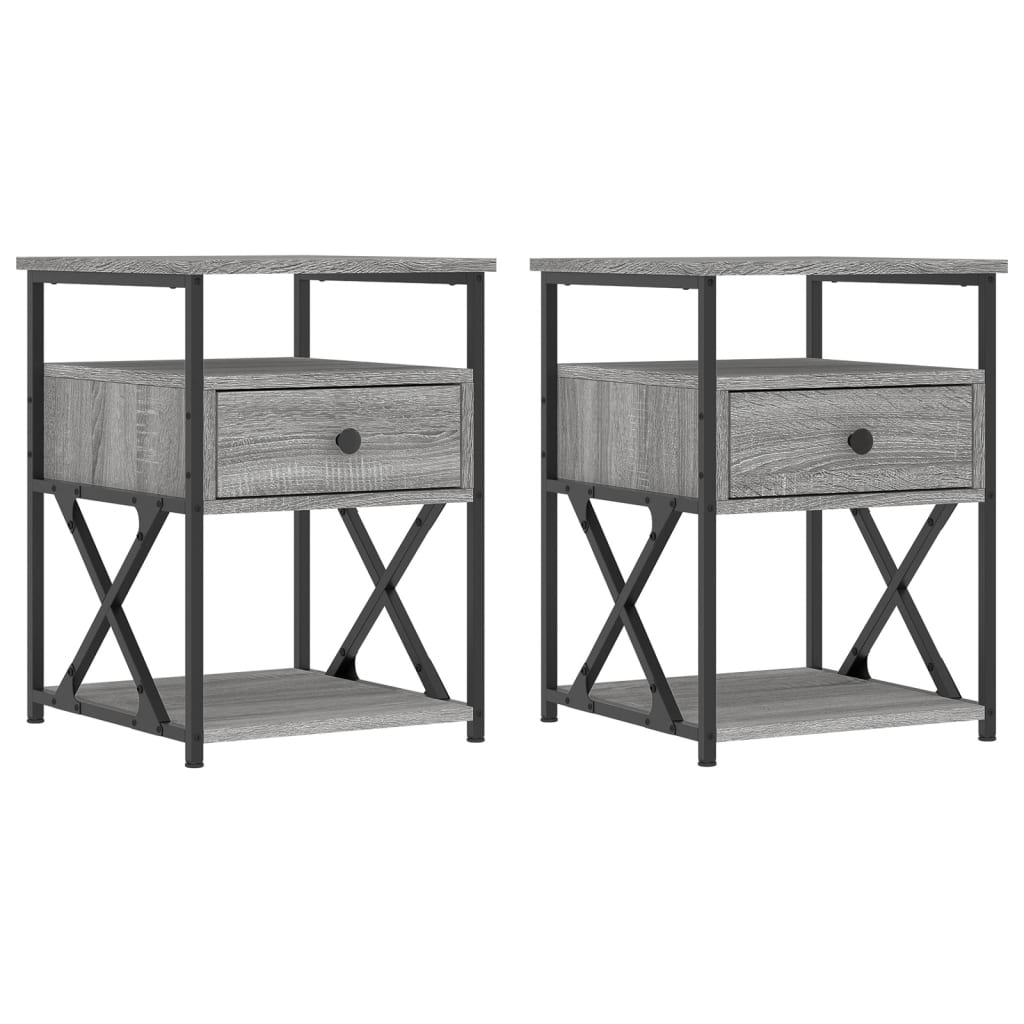 vidaXL Noptiere, 2 buc., gri sonoma, 40x42x55 cm, lemn prelucrat vidaXL Noptiere, 2 buc., gri sonoma, 40x42x55 cm, lemn prelucrat