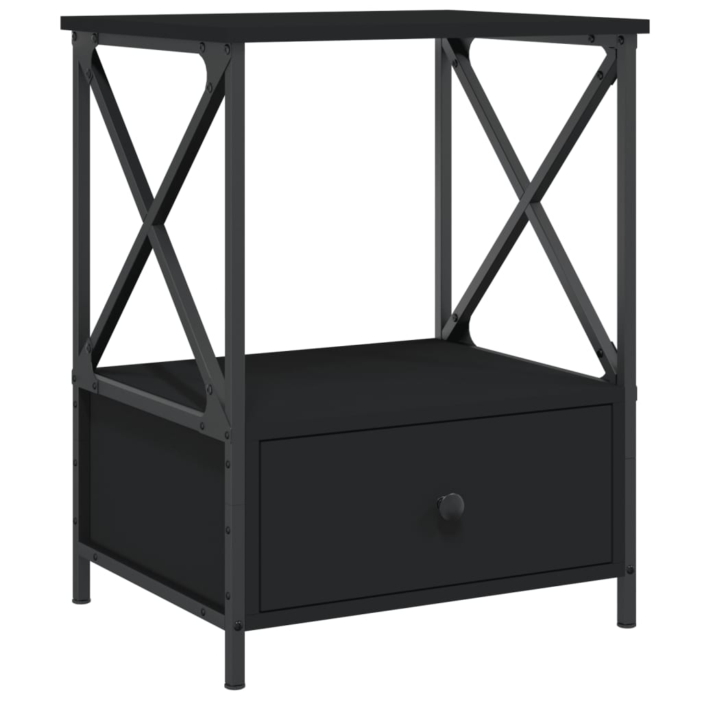 vidaXL Noptiere, 2 buc., negru, 50x41x65 cm, lemn compozit vidaXL Noptiere, 2 buc., negru, 50x41x65 cm, lemn compozit