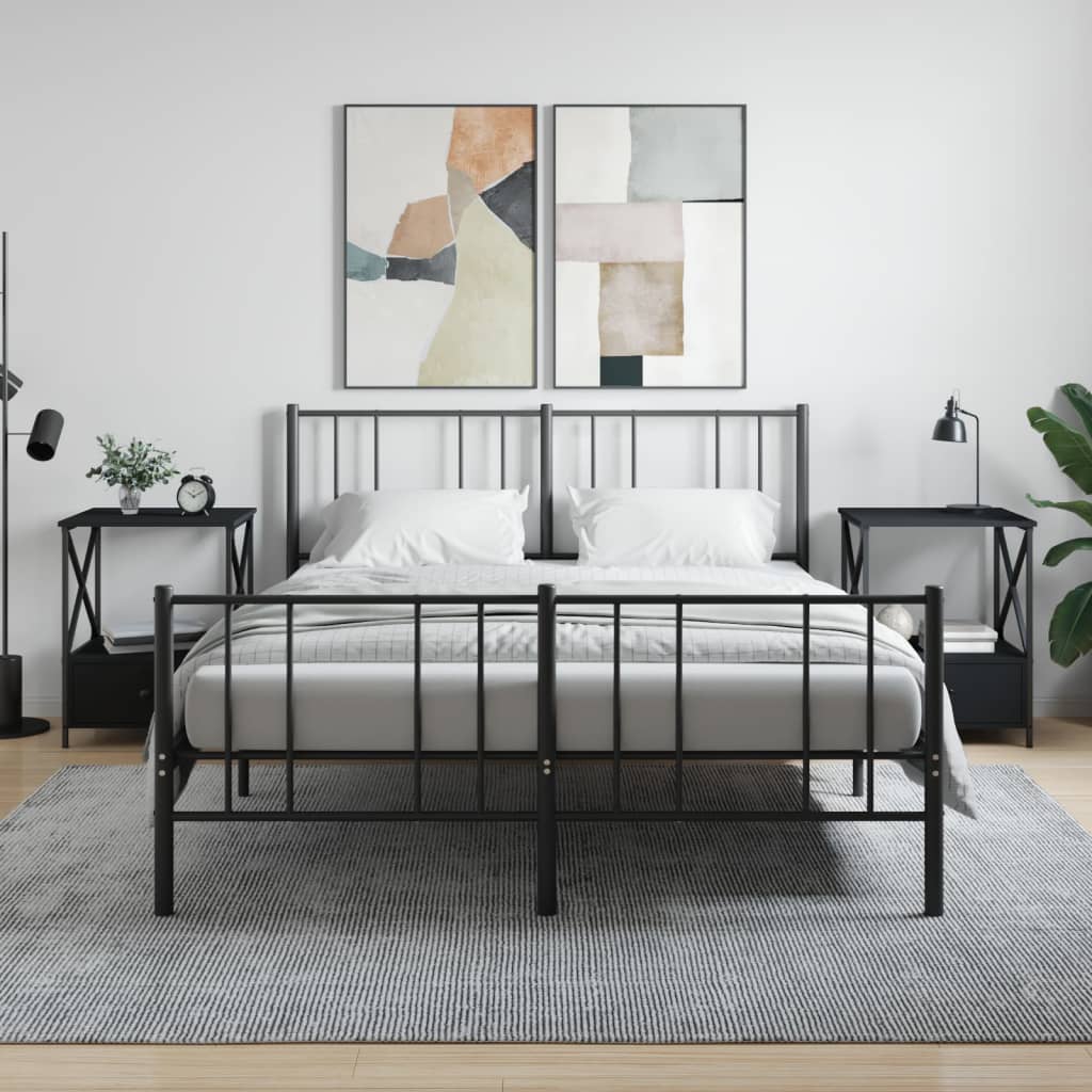 vidaXL Noptiere, 2 buc., negru, 50x41x65 cm, lemn compozit vidaXL Noptiere, 2 buc., negru, 50x41x65 cm, lemn compozit