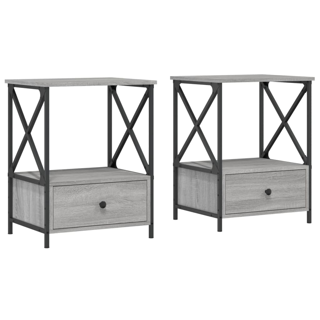 vidaXL Noptiere, 2 buc., gri sonoma, 50x41x65 cm, lemn compozit vidaXL Noptiere, 2 buc., gri sonoma, 50x41x65 cm, lemn compozit