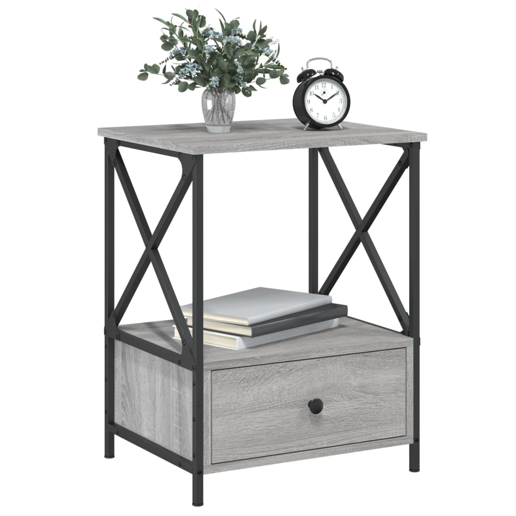 vidaXL Noptiere, 2 buc., gri sonoma, 50x41x65 cm, lemn compozit vidaXL Noptiere, 2 buc., gri sonoma, 50x41x65 cm, lemn compozit