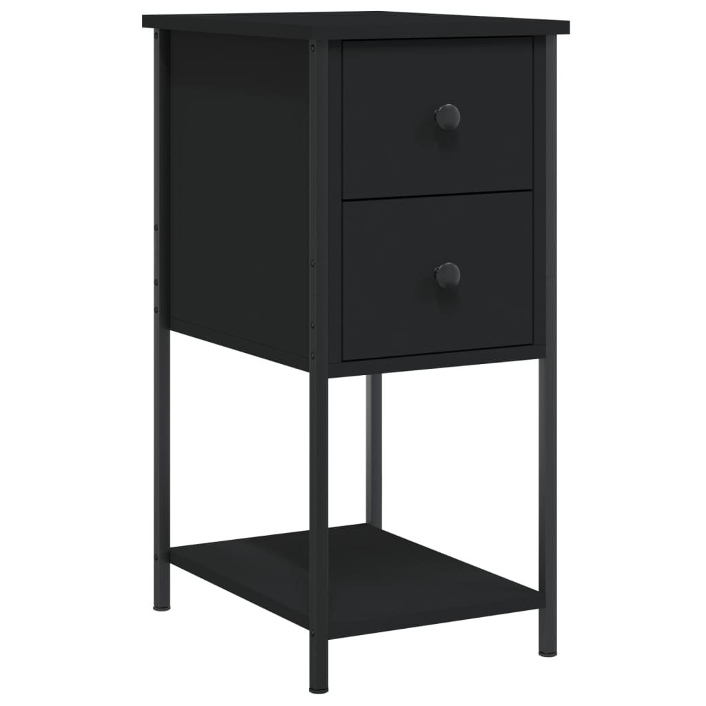 vidaXL Noptiere, 2 buc., negru, 32x42x70 cm, lemn compozit vidaXL Noptiere, 2 buc., negru, 32x42x70 cm, lemn compozit