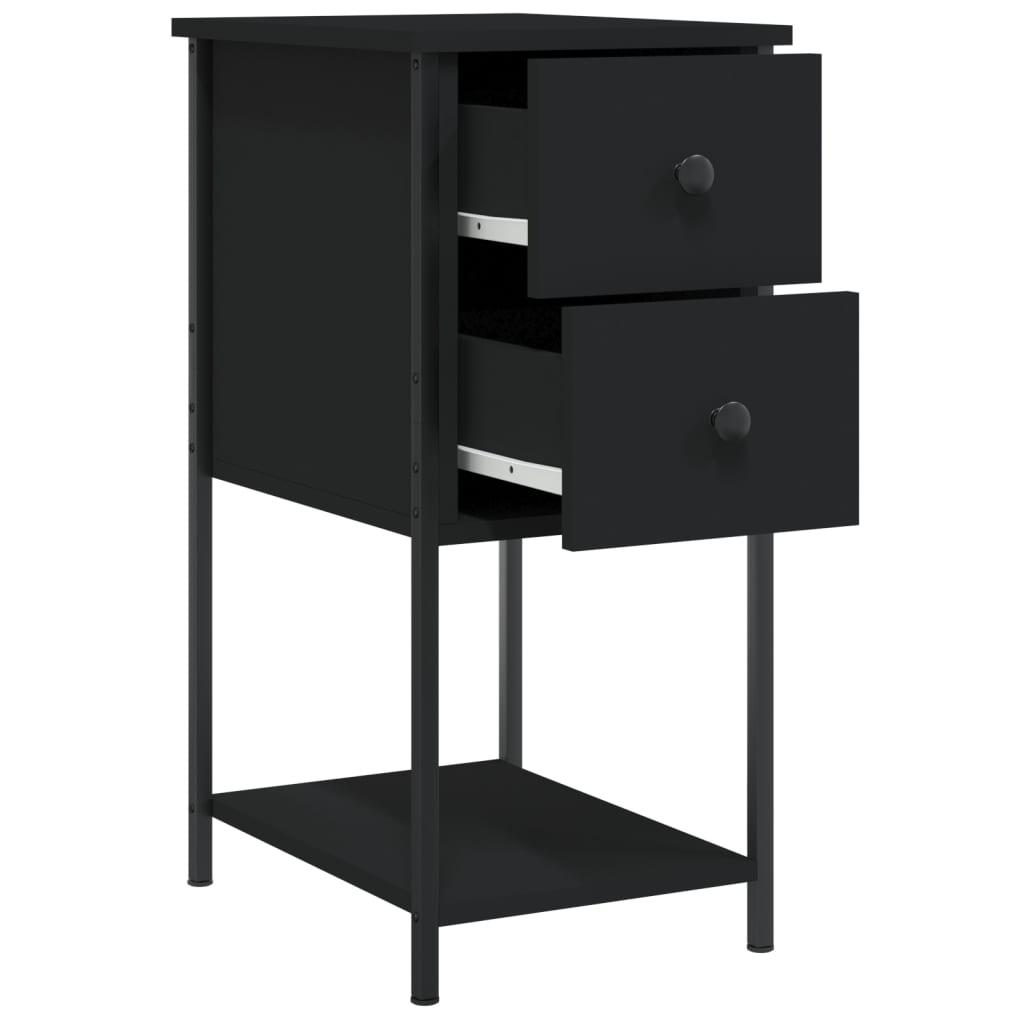 vidaXL Noptiere, 2 buc., negru, 32x42x70 cm, lemn compozit vidaXL Noptiere, 2 buc., negru, 32x42x70 cm, lemn compozit