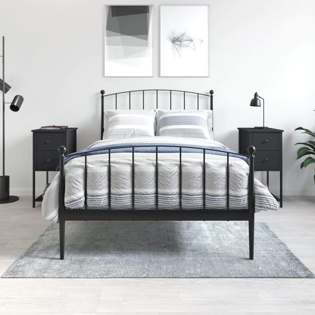 vidaXL Noptiere, 2 buc., negru, 32x42x70 cm, lemn compozit vidaXL Noptiere, 2 buc., negru, 32x42x70 cm, lemn compozit