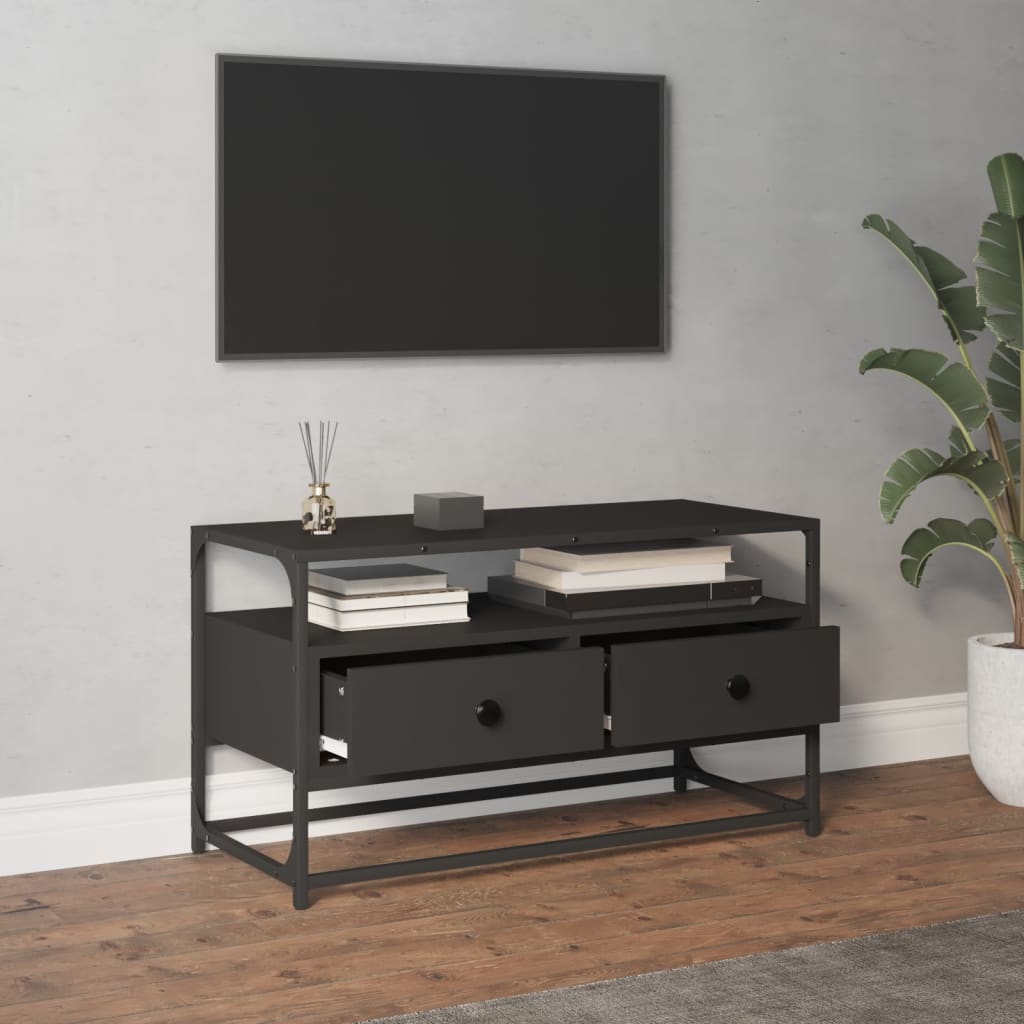 vidaXL Comodă TV, negru, 80x35x45 cm, lemn prelucrat