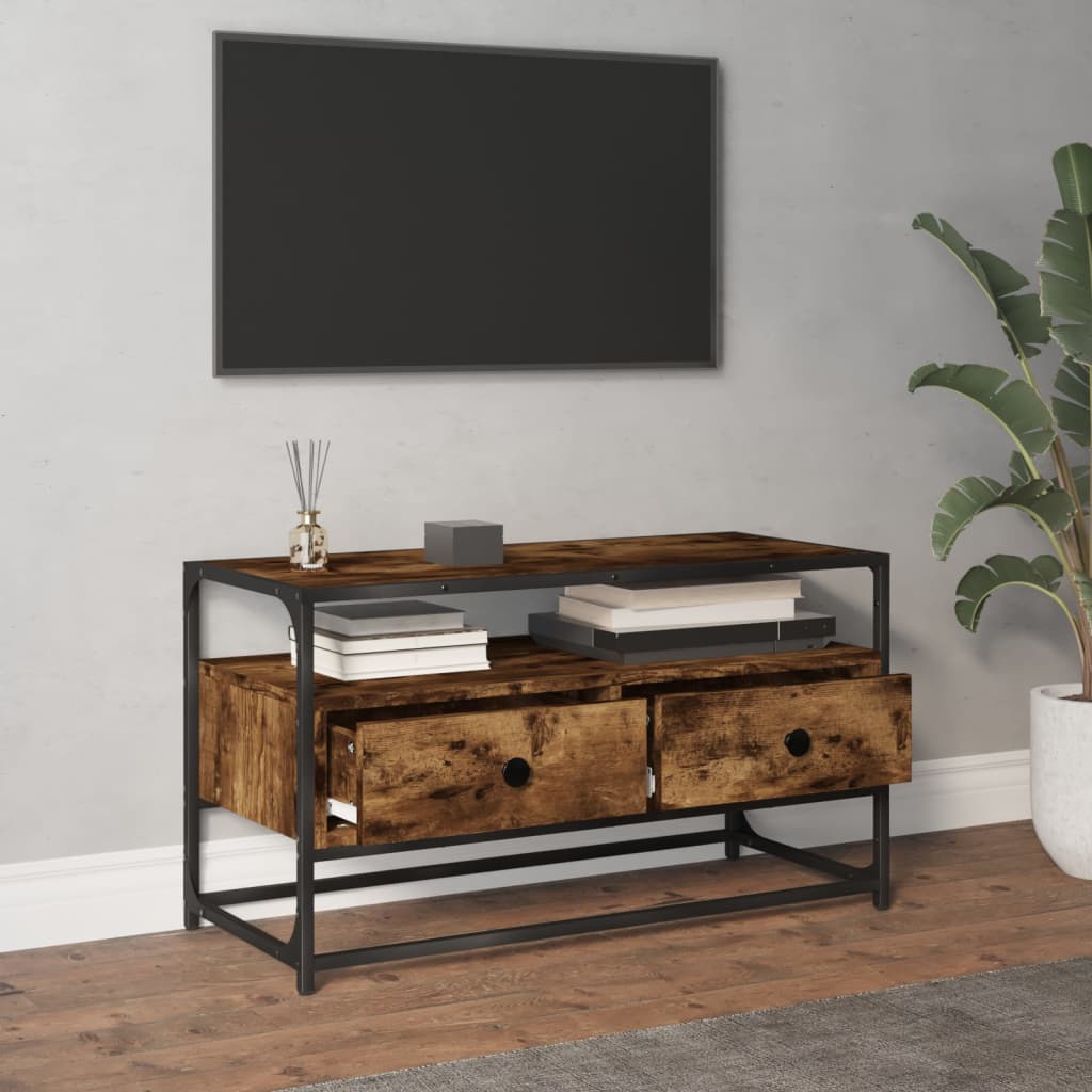 vidaXL Comodă TV, stejar afumat, 80x35x45 cm, lemn prelucrat vidaXL Comodă TV, stejar afumat, 80x35x45 cm, lemn prelucrat