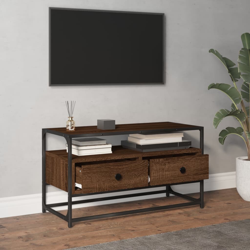 vidaXL Comodă TV, stejar maro, 80x35x45 cm, lemn prelucrat vidaXL Comodă TV, stejar maro, 80x35x45 cm, lemn prelucrat
