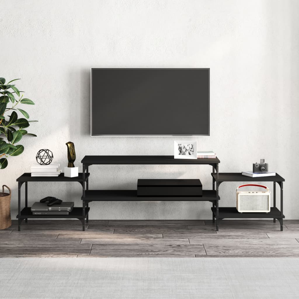 vidaXL Comodă TV, negru, 197x35x52 cm, lemn prelucrat