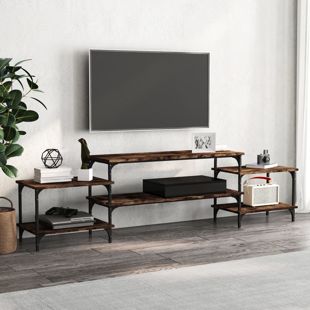 vidaXL Comodă TV, stejar afumat, 197x35x52 cm, lemn prelucrat vidaXL Comodă TV, stejar afumat, 197x35x52 cm, lemn prelucrat