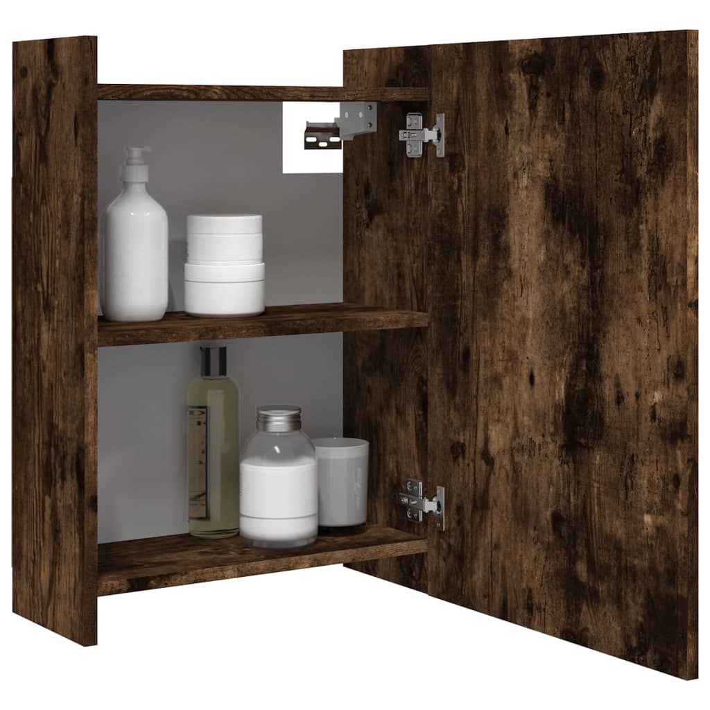vidaXL Dulap baie cu oglindă stejar fumuriu 62,5x20,5x64 cm lemn vidaXL Dulap baie cu oglindă stejar fumuriu 62,5x20,5x64 cm lemn