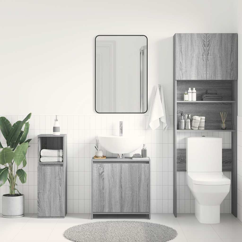 vidaXL Dulap de baie, gri sonoma, 60x33x61 cm, lemn prelucrat