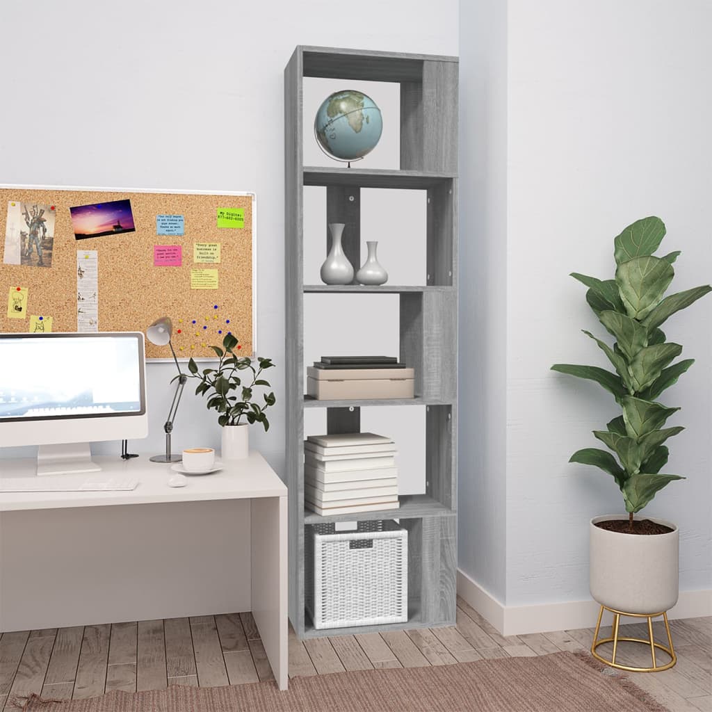 vidaXL Bibliotecă, gri sonoma, 45x24x160 cm, lemn compozit vidaXL Bibliotecă, gri sonoma, 45x24x160 cm, lemn compozit