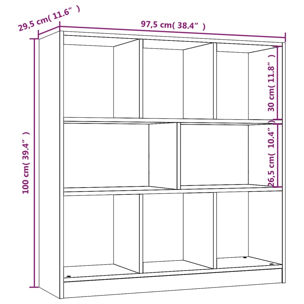 vidaXL Bibliotecă, gri sonoma, 97,5x29,5x100 cm, lemn prelucrat vidaXL Bibliotecă, gri sonoma, 97,5x29,5x100 cm, lemn prelucrat