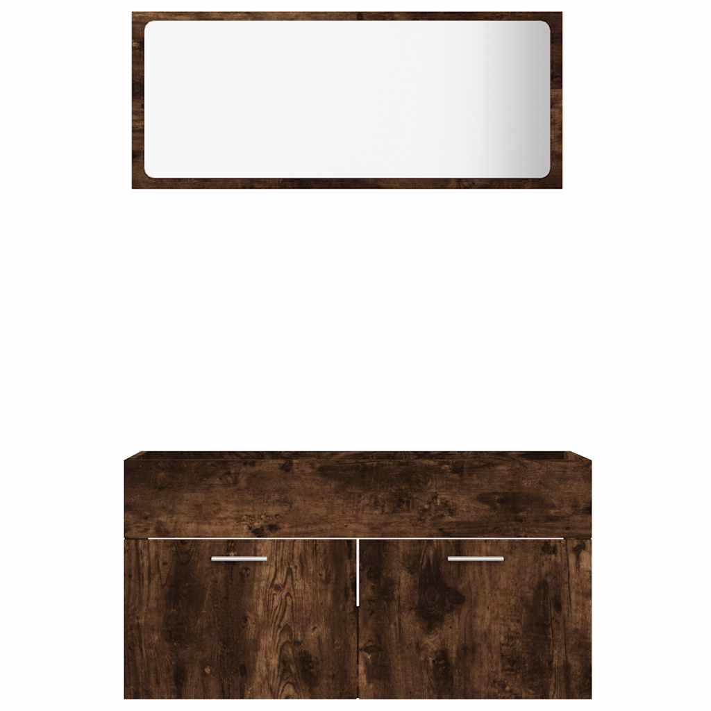 vidaXL Set mobilier de baie, 2 piese, stejar fumuriu, lemn prelucrat vidaXL Set mobilier de baie, 2 piese, stejar fumuriu, lemn prelucrat