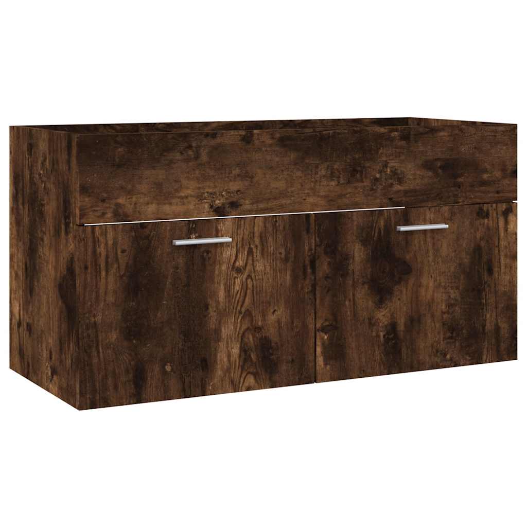 vidaXL Set mobilier de baie, 2 piese, stejar fumuriu, lemn prelucrat vidaXL Set mobilier de baie, 2 piese, stejar fumuriu, lemn prelucrat