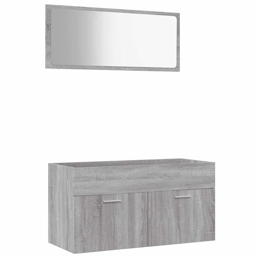 vidaXL Set mobilier de baie, 2 piese, gri sonoma, lemn prelucrat vidaXL Set mobilier de baie, 2 piese, gri sonoma, lemn prelucrat