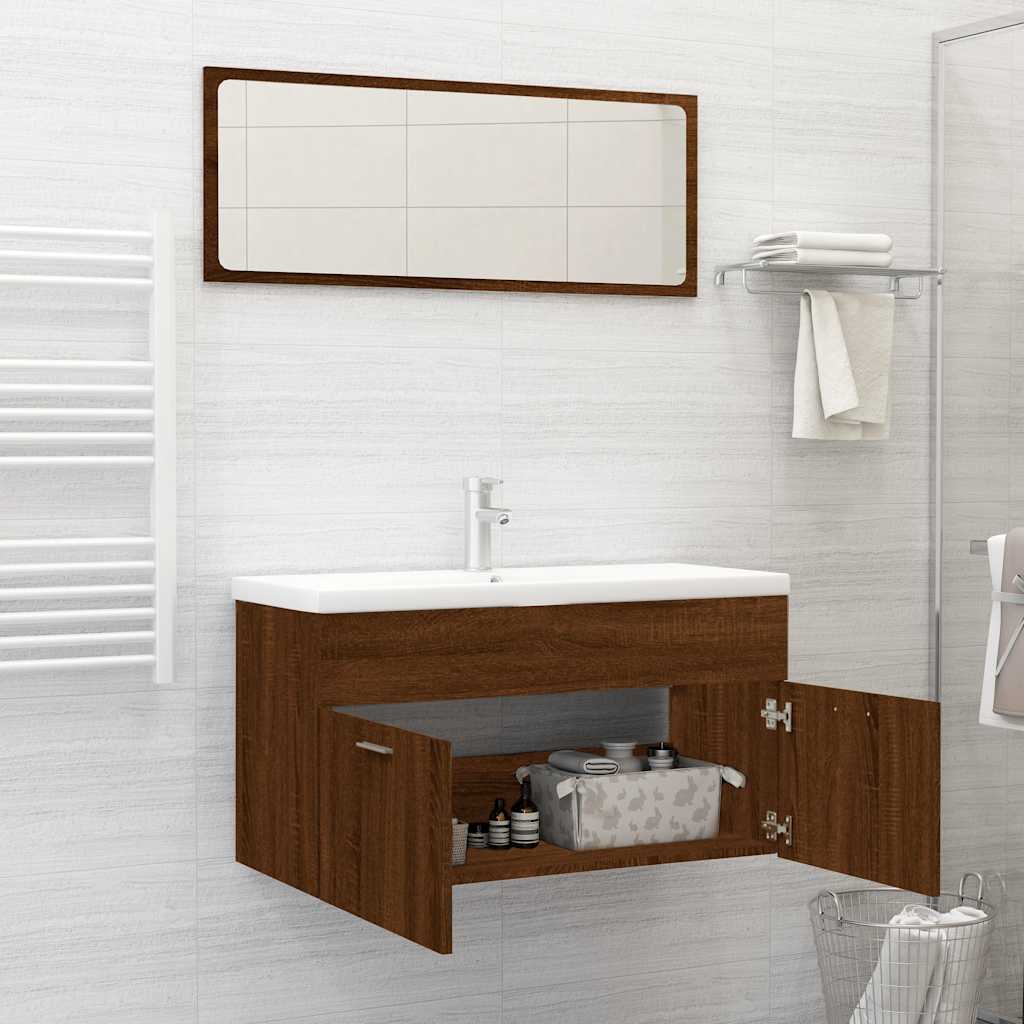 vidaXL Set mobilier de baie, 2 piese, stejar maro, lemn prelucrat vidaXL Set mobilier de baie, 2 piese, stejar maro, lemn prelucrat