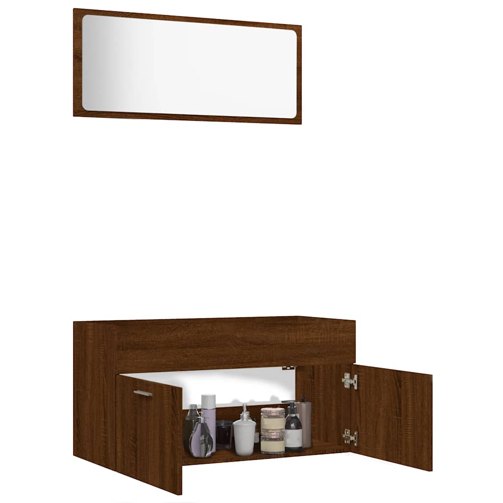 vidaXL Set mobilier de baie, 2 piese, stejar maro, lemn prelucrat vidaXL Set mobilier de baie, 2 piese, stejar maro, lemn prelucrat