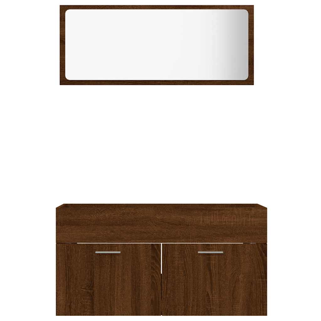 vidaXL Set mobilier de baie, 2 piese, stejar maro, lemn prelucrat vidaXL Set mobilier de baie, 2 piese, stejar maro, lemn prelucrat