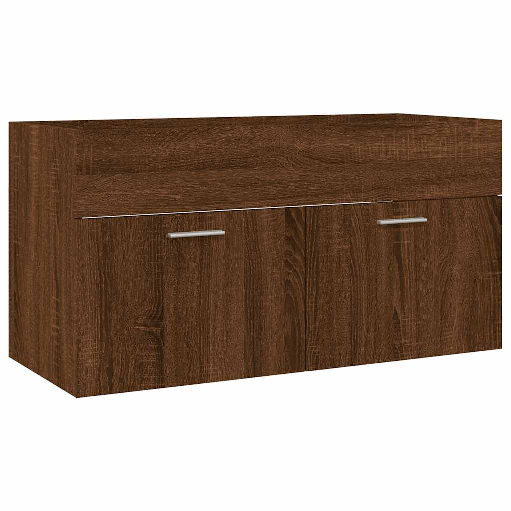 vidaXL Set mobilier de baie, 2 piese, stejar maro, lemn prelucrat vidaXL Set mobilier de baie, 2 piese, stejar maro, lemn prelucrat
