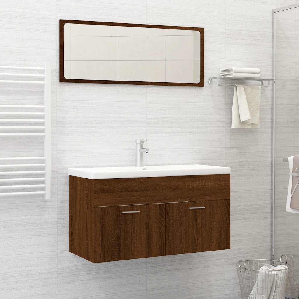 vidaXL Set mobilier de baie, 2 piese, stejar maro, lemn prelucrat vidaXL Set mobilier de baie, 2 piese, stejar maro, lemn prelucrat