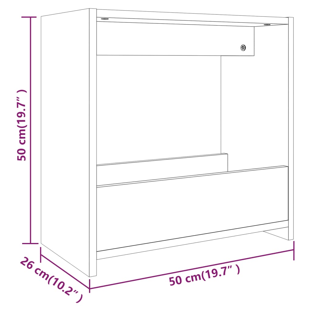 vidaXL Masă laterală, stejar maro, 50x26x50 cm, lemn prelucrat vidaXL Masă laterală, stejar maro, 50x26x50 cm, lemn prelucrat