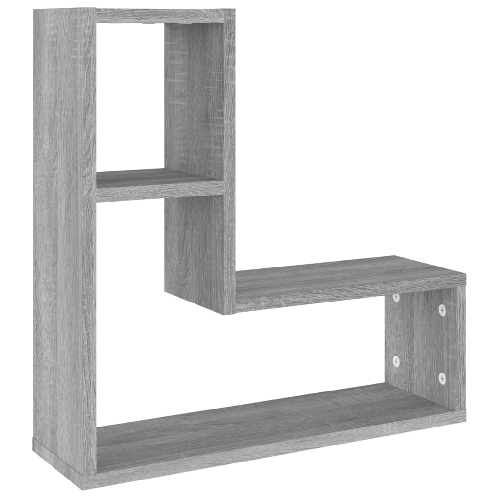 vidaXL Rafturi de perete, 2 buc., gri sonoma, 50x15x50 cm, lemn