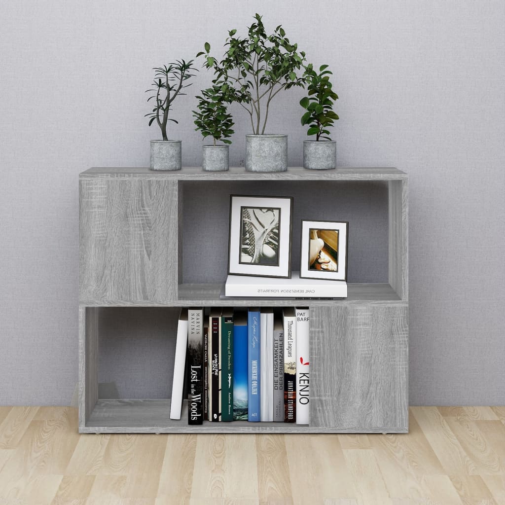 vidaXL Bibliotecă/Separator de cameră, gri sonoma, 80x24x63 cm vidaXL Bibliotecă/Separator de cameră, gri sonoma, 80x24x63 cm
