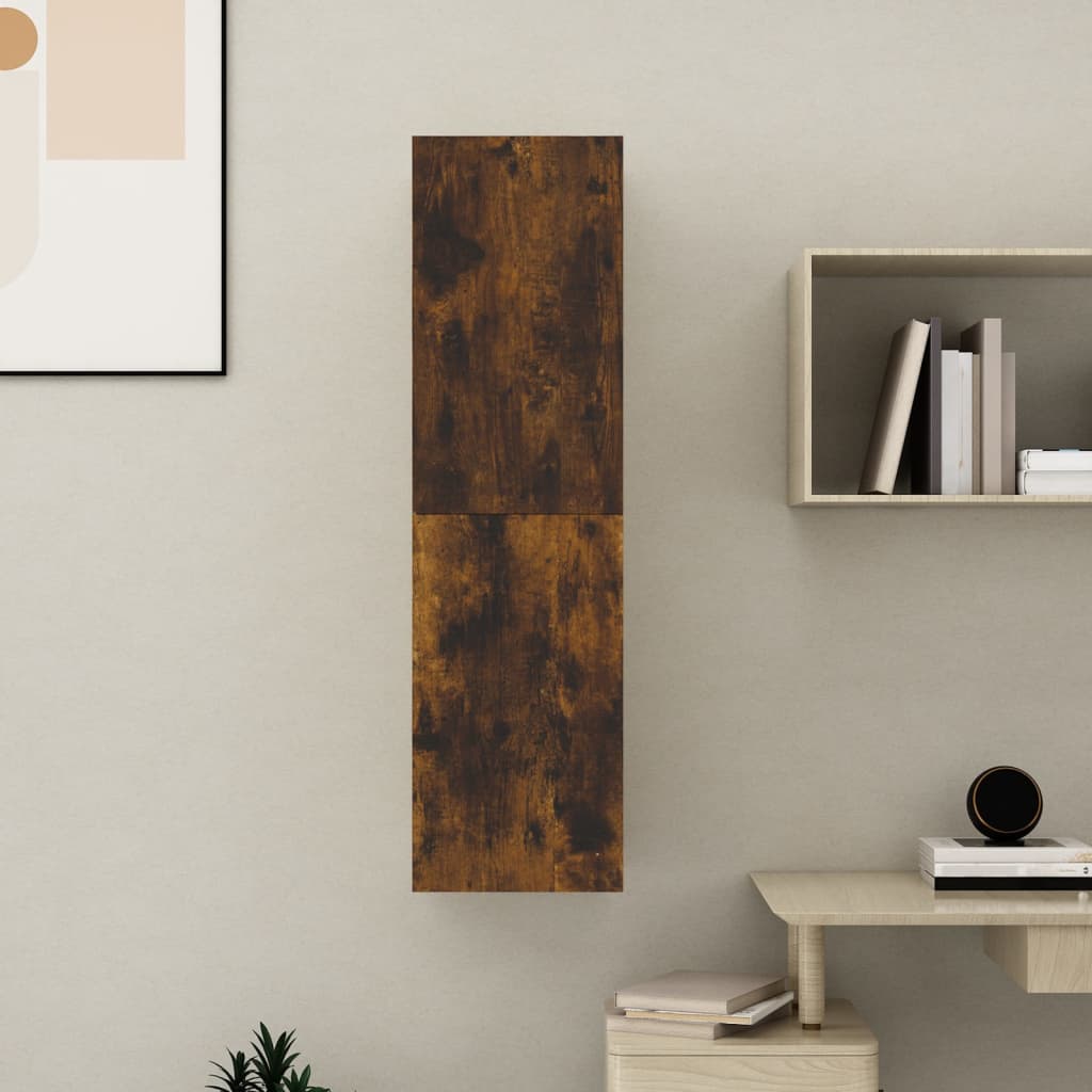 vidaXL Comodă TV cu montaj pe perete, stejar fumuriu, 30,5x30x110 cm