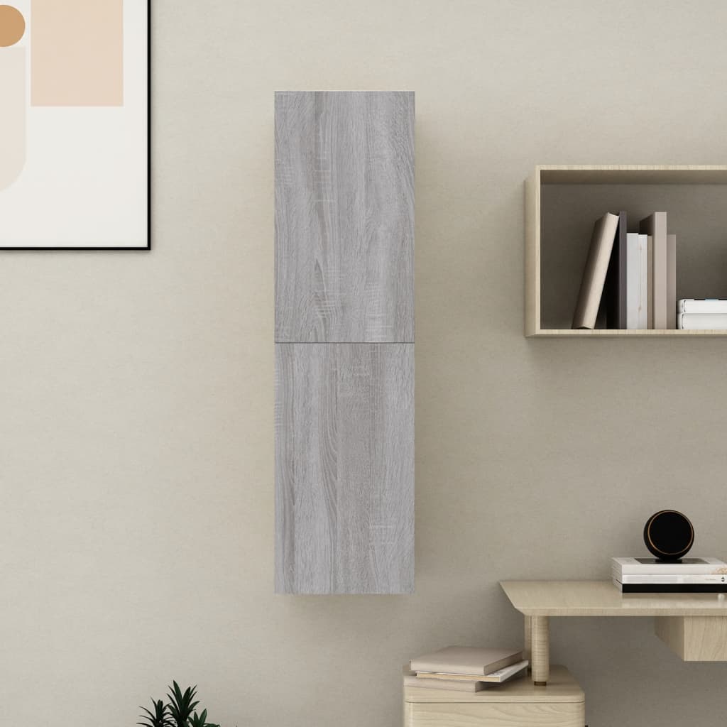 vidaXL Dulap TV montat pe perete, gri sonoma, 30,5x30x110 cm