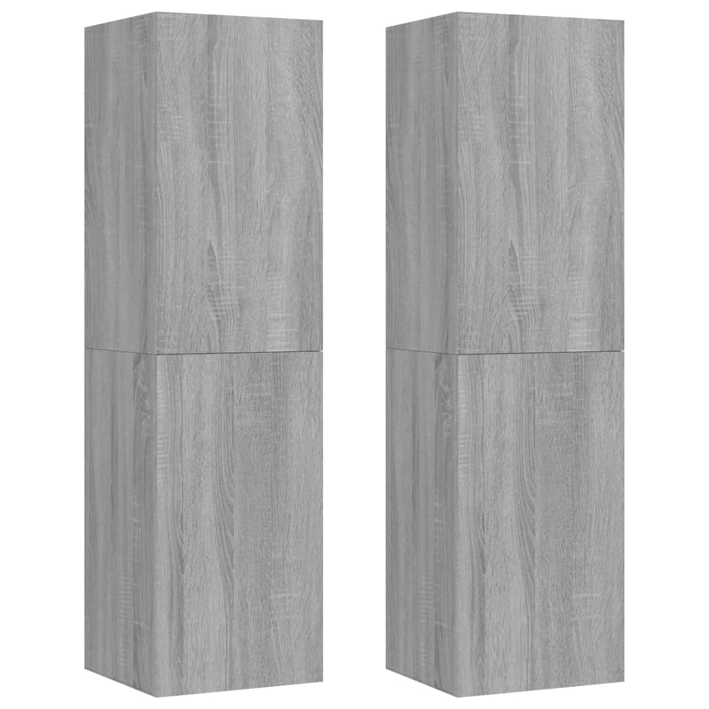 vidaXL Dulapuri TV montat pe perete, 2 buc., gri sonoma 30,5x30x110 cm