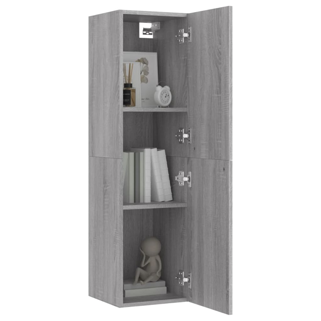 vidaXL Dulapuri TV montat pe perete, 2 buc., gri sonoma 30,5x30x110 cm