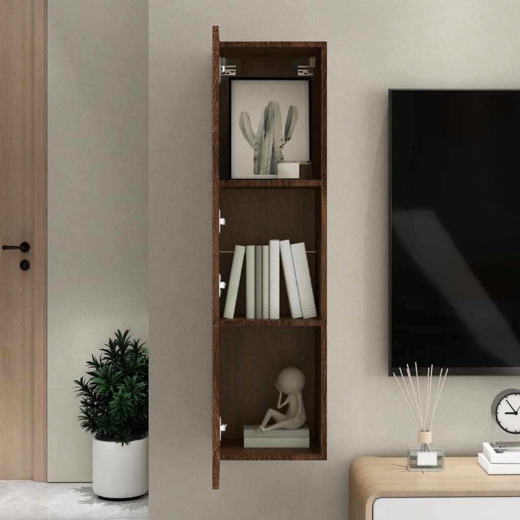 vidaXL Comodă TV cu montaj pe perete, stejar maro, 30,5x30x110 cm