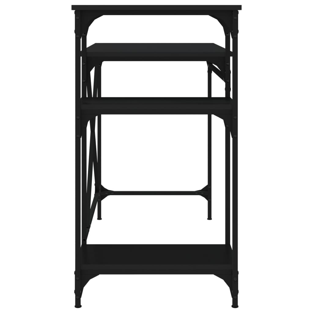 vidaXL Birou cu rafturi, negru, 105x50x90 cm, lemn compozit și fier