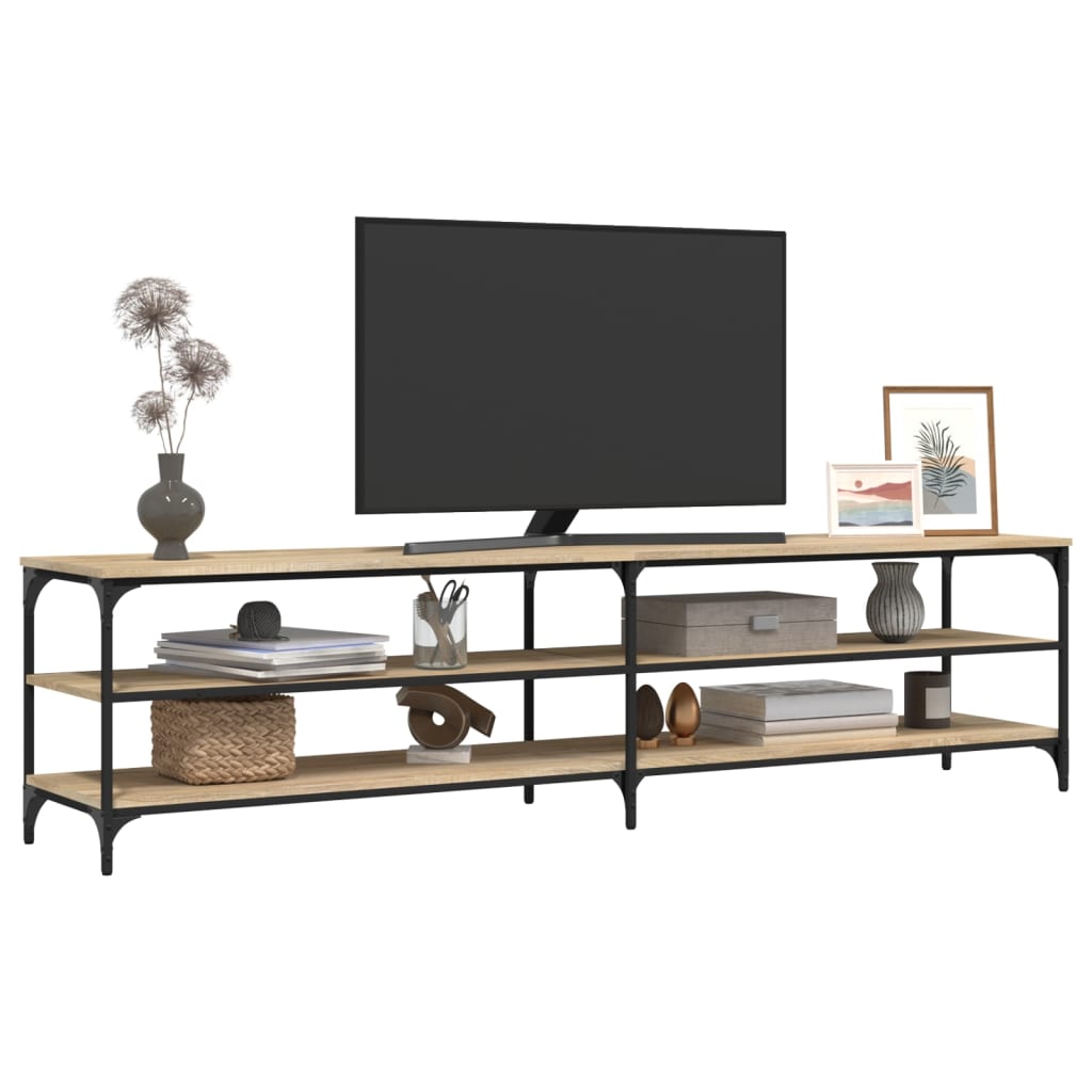 vidaXL Comodă TV, stejar sonoma, 200x30x50 cm, lemn prelucrat și metal vidaXL Comodă TV, stejar sonoma, 200x30x50 cm, lemn prelucrat și metal