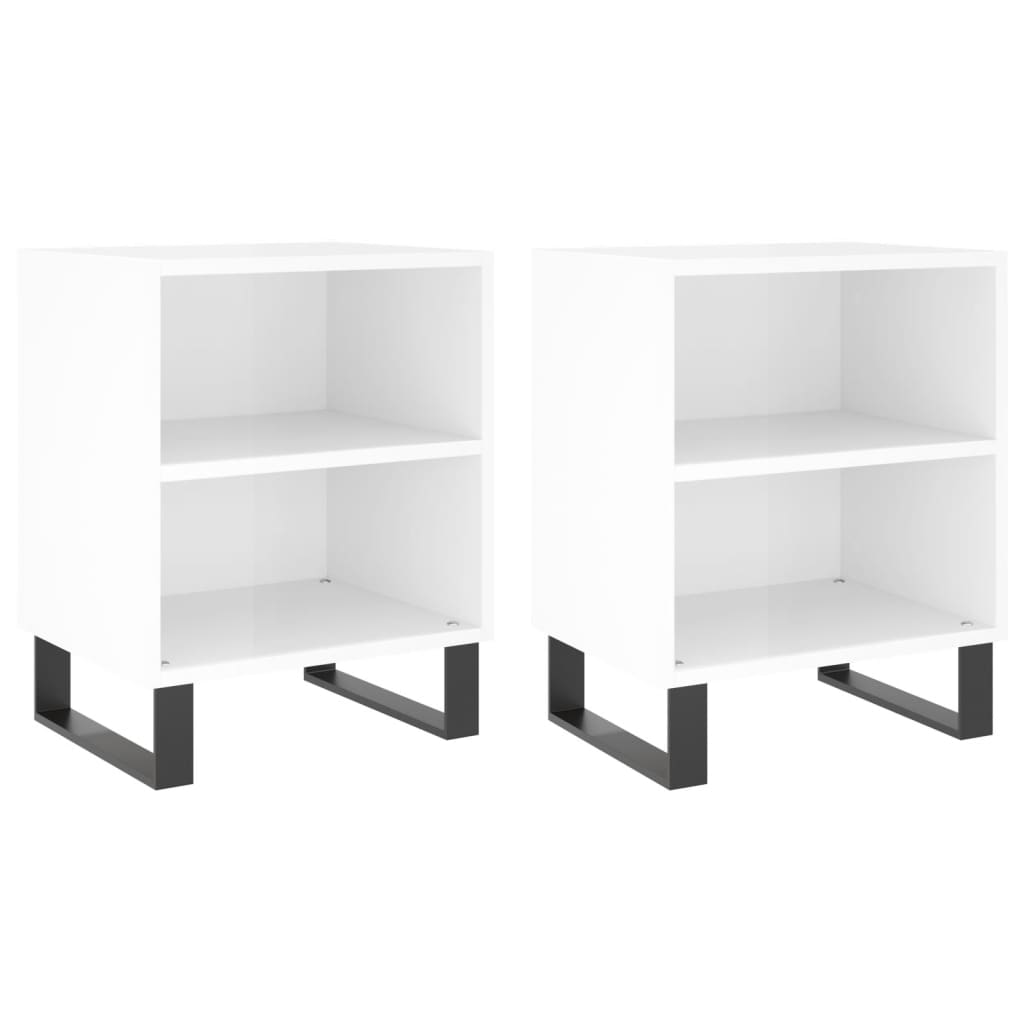 vidaXL Noptiere, 2 buc., alb extralucios, 40x30x50 cm, lemn compozit vidaXL Noptiere, 2 buc., alb extralucios, 40x30x50 cm, lemn compozit