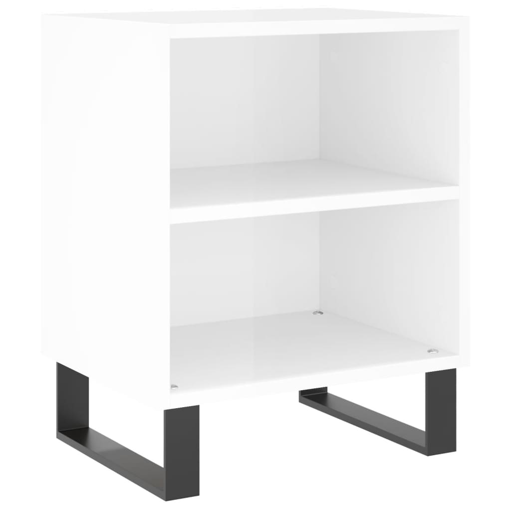 vidaXL Noptiere, 2 buc., alb extralucios, 40x30x50 cm, lemn compozit vidaXL Noptiere, 2 buc., alb extralucios, 40x30x50 cm, lemn compozit