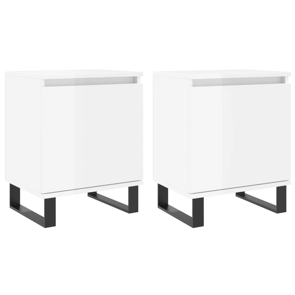 vidaXL Noptiere, 2 buc., alb extralucios, 40x30x50 cm, lemn compozit vidaXL Noptiere, 2 buc., alb extralucios, 40x30x50 cm, lemn compozit