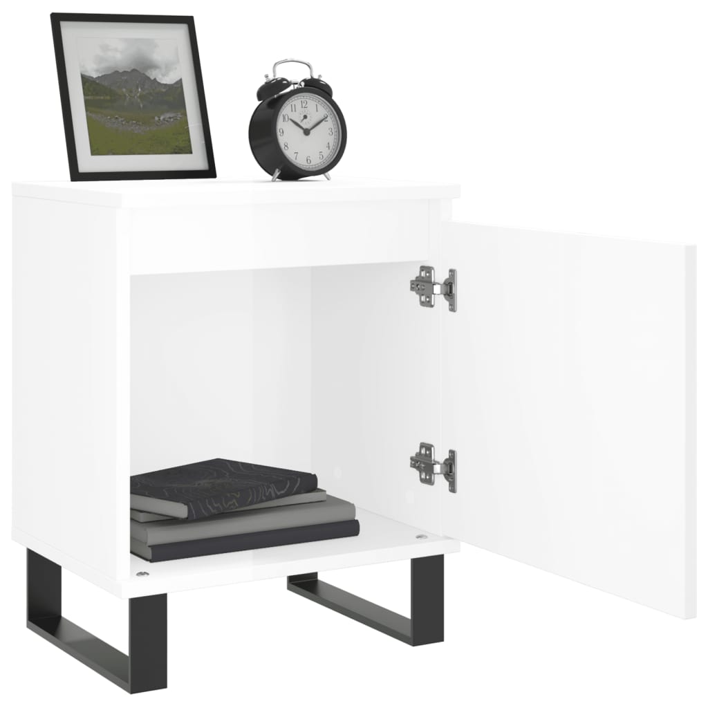 vidaXL Noptiere, 2 buc., alb extralucios, 40x30x50 cm, lemn compozit vidaXL Noptiere, 2 buc., alb extralucios, 40x30x50 cm, lemn compozit