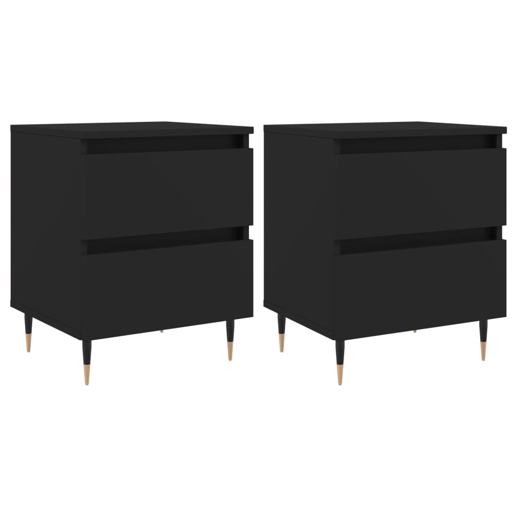 vidaXL Noptiere, 2 buc., negru, 40x35x50 cm, lemn compozit vidaXL Noptiere, 2 buc., negru, 40x35x50 cm, lemn compozit
