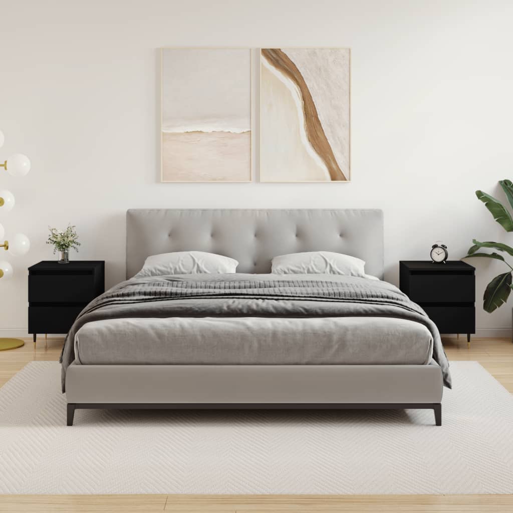 vidaXL Noptiere, 2 buc., negru, 40x35x50 cm, lemn compozit vidaXL Noptiere, 2 buc., negru, 40x35x50 cm, lemn compozit
