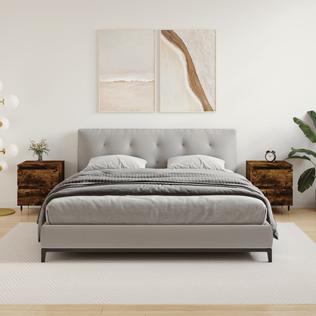 vidaXL Noptiere, 2 buc., stejar fumuriu, 40x35x50 cm, lemn compozit vidaXL Noptiere, 2 buc., stejar fumuriu, 40x35x50 cm, lemn compozit