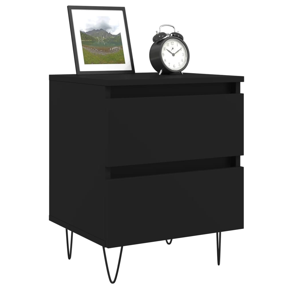 vidaXL Noptiere, 2 buc., negru, 40x35x50 cm, lemn compozit vidaXL Noptiere, 2 buc., negru, 40x35x50 cm, lemn compozit
