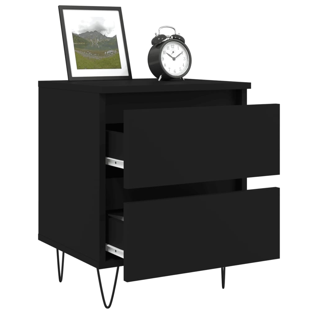 vidaXL Noptiere, 2 buc., negru, 40x35x50 cm, lemn compozit vidaXL Noptiere, 2 buc., negru, 40x35x50 cm, lemn compozit