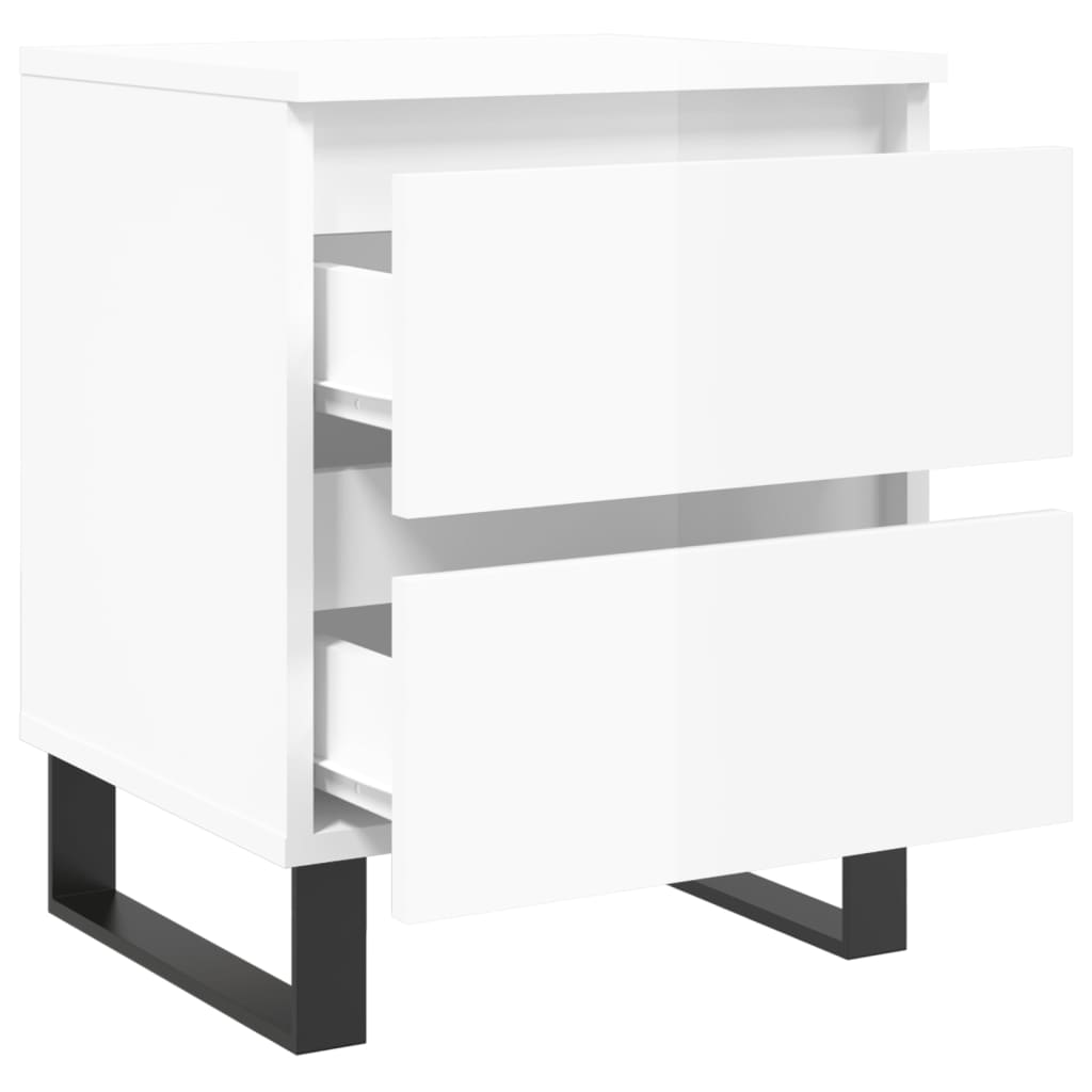 vidaXL Noptiere, 2 buc., alb extralucios, 40x35x50 cm, lemn compozit vidaXL Noptiere, 2 buc., alb extralucios, 40x35x50 cm, lemn compozit