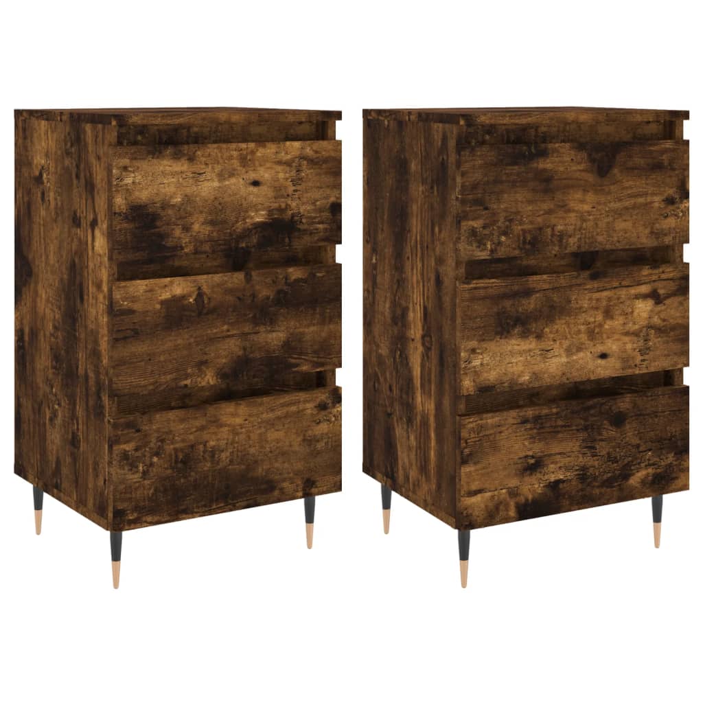 vidaXL Noptiere, 2 buc., stejar fumuriu, 40x35x69 cm, lemn compozit vidaXL Noptiere, 2 buc., stejar fumuriu, 40x35x69 cm, lemn compozit