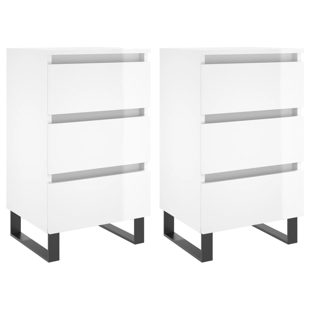 vidaXL Noptiere, 2 buc., alb extralucios, 40x35x69 cm, lemn compozit