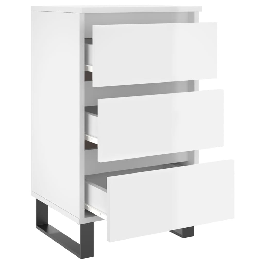 vidaXL Noptiere, 2 buc., alb extralucios, 40x35x69 cm, lemn compozit