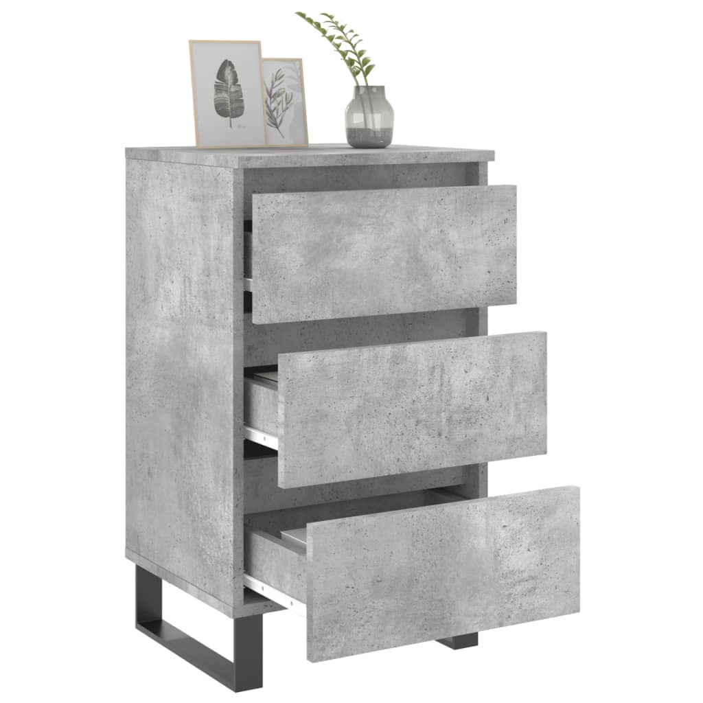 vidaXL Noptiere, 2 buc., gri beton, 40x35x69 cm, lemn compozit