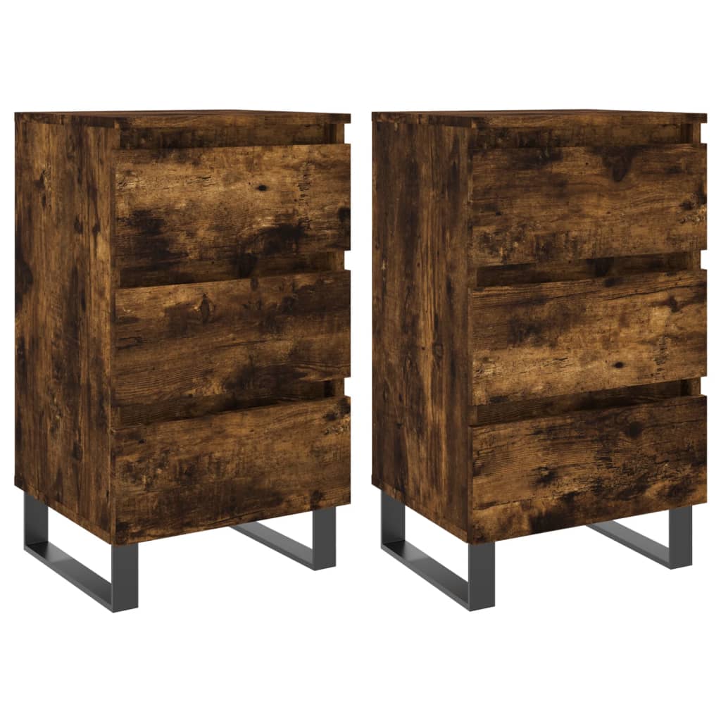 vidaXL Noptiere, 2 buc., stejar fumuriu, 40x35x69 cm, lemn compozit vidaXL Noptiere, 2 buc., stejar fumuriu, 40x35x69 cm, lemn compozit